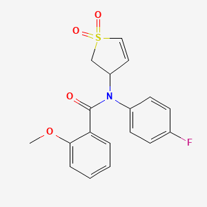 molecular formula C18H16FNO4S B2886574 N-(1,1-DIOXIDO-2,3-DIHYDRO-3-THIOPHENYL)-N-(4-FLUOROPHENYL)-2-METHOXYBENZAMIDE CAS No. 852439-01-1