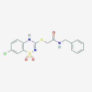 molecular formula C16H14ClN3O3S2 B2886622 N-benzyl-2-[(7-chloro-1,1-dioxo-4H-1lambda6,2,4-benzothiadiazin-3-yl)sulfanyl]acetamide CAS No. 899976-78-4