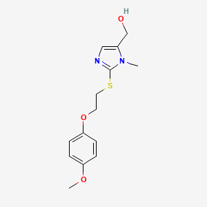 molecular formula C14H18N2O3S B2886692 (2-{[2-(4-methoxyphenoxy)ethyl]sulfanyl}-1-methyl-1H-imidazol-5-yl)methanol CAS No. 338422-59-6