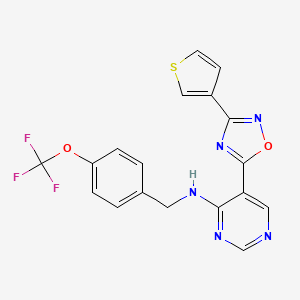 5-[3-(thiophen-3-yl)-1,2,4-oxadiazol-5-yl]-N-{[4-(trifluoromethoxy)phenyl]methyl}pyrimidin-4-amine