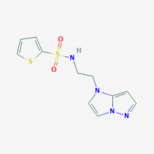 molecular formula C11H12N4O2S2 B2886703 N-(2-(1H-imidazo[1,2-b]pyrazol-1-yl)ethyl)thiophene-2-sulfonamide CAS No. 1797086-26-0