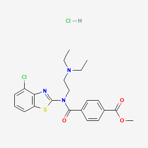 molecular formula C22H25Cl2N3O3S B2886732 Methyl 4-((4-chlorobenzo[d]thiazol-2-yl)(2-(diethylamino)ethyl)carbamoyl)benzoate hydrochloride CAS No. 1215684-27-7