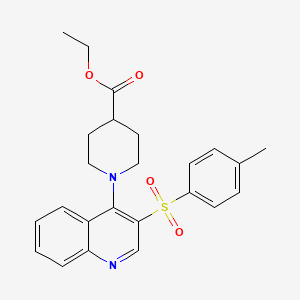 molecular formula C24H26N2O4S B2886734 ETHYL 1-[3-(4-METHYLBENZENESULFONYL)QUINOLIN-4-YL]PIPERIDINE-4-CARBOXYLATE CAS No. 866847-31-6