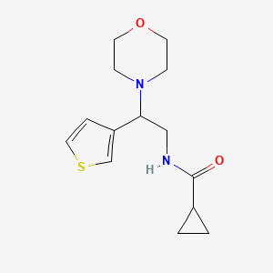 molecular formula C14H20N2O2S B2886738 N-(2-morpholino-2-(thiophen-3-yl)ethyl)cyclopropanecarboxamide CAS No. 946272-28-2