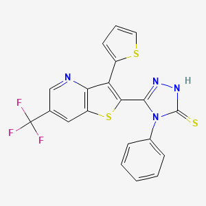 4-phenyl-5-[3-(2-thienyl)-6-(trifluoromethyl)thieno[3,2-b]pyridin-2-yl]-4H-1,2,4-triazol-3-ylhydrosulfide