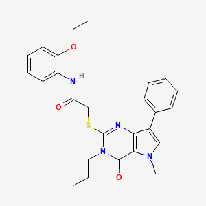 molecular formula C26H28N4O3S B2886743 N-(2-ethoxyphenyl)-2-({5-methyl-4-oxo-7-phenyl-3-propyl-3H,4H,5H-pyrrolo[3,2-d]pyrimidin-2-yl}sulfanyl)acetamide CAS No. 1115338-32-3