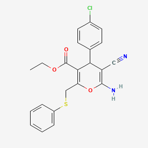 ethyl 6-amino-4-(4-chlorophenyl)-5-cyano-2-[(phenylsulfanyl)methyl]-4H-pyran-3-carboxylate