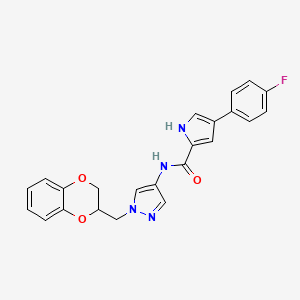 N-(1-((2,3-dihydrobenzo[b][1,4]dioxin-2-yl)methyl)-1H-pyrazol-4-yl)-4-(4-fluorophenyl)-1H-pyrrole-2-carboxamide