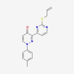 molecular formula C18H16N4OS B2886754 3-[2-(allylsulfanyl)-4-pyrimidinyl]-1-(4-methylphenyl)-4(1H)-pyridazinone CAS No. 478077-70-2