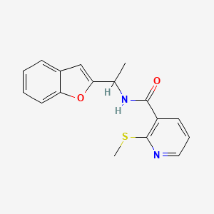molecular formula C17H16N2O2S B2886755 N-[1-(1-benzofuran-2-yl)ethyl]-2-(methylsulfanyl)pyridine-3-carboxamide CAS No. 1223471-20-2