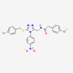 molecular formula C25H22BrN5O4S B2886757 N-[(5-{[(4-bromophenyl)methyl]sulfanyl}-4-(4-nitrophenyl)-4H-1,2,4-triazol-3-yl)methyl]-2-(4-methoxyphenyl)acetamide CAS No. 389071-82-3