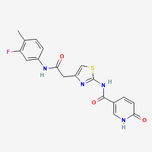N-(4-(2-((3-fluoro-4-methylphenyl)amino)-2-oxoethyl)thiazol-2-yl)-6-oxo-1,6-dihydropyridine-3-carboxamide
