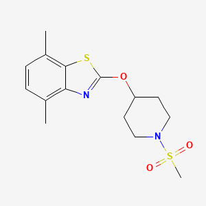 molecular formula C15H20N2O3S2 B2886782 4,7-Dimethyl-2-((1-(methylsulfonyl)piperidin-4-yl)oxy)benzo[d]thiazole CAS No. 1286705-30-3