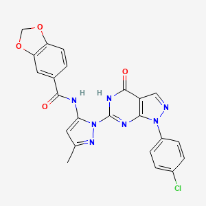 N-(1-(1-(4-chlorophenyl)-4-oxo-4,5-dihydro-1H-pyrazolo[3,4-d]pyrimidin-6-yl)-3-methyl-1H-pyrazol-5-yl)benzo[d][1,3]dioxole-5-carboxamide