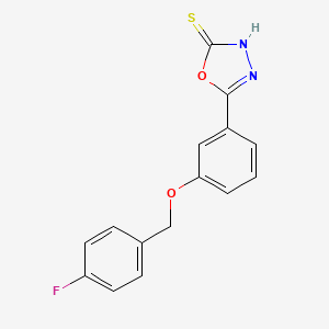molecular formula C15H11FN2O2S B2886798 5-{3-[(4-fluorobenzyl)oxy]phenyl}-1,3,4-oxadiazole-2(3H)-thione CAS No. 866009-86-1