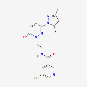 molecular formula C17H17BrN6O2 B2886800 5-bromo-N-(2-(3-(3,5-dimethyl-1H-pyrazol-1-yl)-6-oxopyridazin-1(6H)-yl)ethyl)nicotinamide CAS No. 1351596-14-9