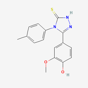 molecular formula C16H15N3O2S B2886805 5-(4-Hydroxy-3-methoxyphenyl)-4-(p-tolyl)-2,4-dihydro-3H-1,2,4-triazole-3-thione CAS No. 122772-16-1