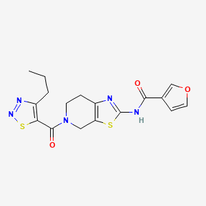 molecular formula C17H17N5O3S2 B2886811 N-(5-(4-propyl-1,2,3-thiadiazole-5-carbonyl)-4,5,6,7-tetrahydrothiazolo[5,4-c]pyridin-2-yl)furan-3-carboxamide CAS No. 1428365-68-7