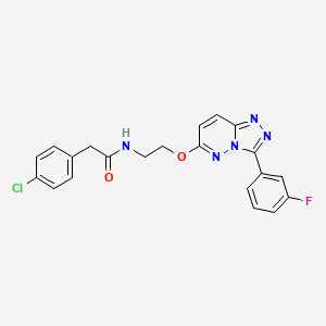 molecular formula C21H17ClFN5O2 B2886857 2-(4-chlorophenyl)-N-(2-((3-(3-fluorophenyl)-[1,2,4]triazolo[4,3-b]pyridazin-6-yl)oxy)ethyl)acetamide CAS No. 1021030-77-2