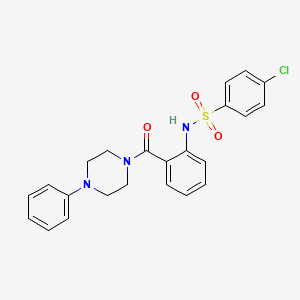 molecular formula C23H22ClN3O3S B2886859 4-chloro-N-(2-(4-phenylpiperazine-1-carbonyl)phenyl)benzenesulfonamide CAS No. 838894-42-1