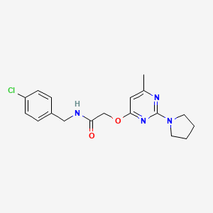 molecular formula C18H21ClN4O2 B2886865 N-(4-chlorobenzyl)-2-((6-methyl-2-(pyrrolidin-1-yl)pyrimidin-4-yl)oxy)acetamide CAS No. 1226453-95-7