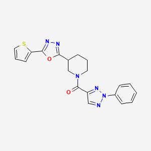 molecular formula C20H18N6O2S B2886866 (2-苯基-2H-1,2,3-三唑-4-基)(3-(5-(噻吩-2-基)-1,3,4-恶二唑-2-基)哌啶-1-基)甲苯酮 CAS No. 1219905-58-4