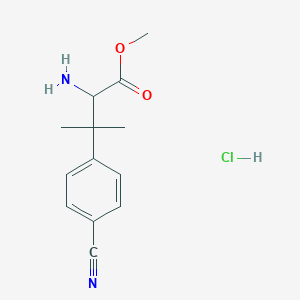 molecular formula C13H17ClN2O2 B2886867 methyl2-amino-3-(4-cyanophenyl)-3-methylbutanoatehydrochloride CAS No. 2416230-95-8