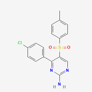 molecular formula C17H14ClN3O2S B2886872 4-(4-Chlorophenyl)-5-[(4-methylphenyl)sulfonyl]-2-pyrimidinamine CAS No. 338417-79-1