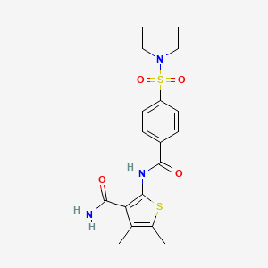 molecular formula C18H23N3O4S2 B2886882 2-[4-(diethylsulfamoyl)benzamido]-4,5-dimethylthiophene-3-carboxamide CAS No. 896306-90-4