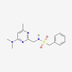 molecular formula C15H20N4O2S B2886890 N-((4-(dimethylamino)-6-methylpyrimidin-2-yl)methyl)-1-phenylmethanesulfonamide CAS No. 1797718-69-4