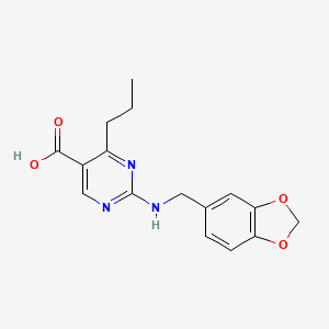 molecular formula C16H17N3O4 B2886898 2-[(1,3-Benzodioxol-5-ylmethyl)amino]-4-propylpyrimidine-5-carboxylic acid CAS No. 1340834-17-4