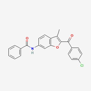molecular formula C23H16ClNO3 B2886932 N-[2-(4-chlorobenzoyl)-3-methyl-1-benzofuran-6-yl]benzamide CAS No. 923166-18-1