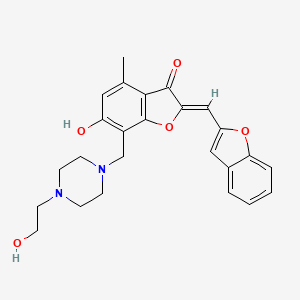 molecular formula C25H26N2O5 B2886935 (Z)-2-(benzofuran-2-ylmethylene)-6-hydroxy-7-((4-(2-hydroxyethyl)piperazin-1-yl)methyl)-4-methylbenzofuran-3(2H)-one CAS No. 929867-66-3