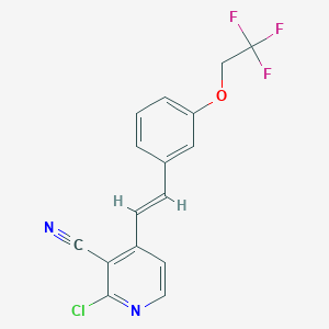 molecular formula C16H10ClF3N2O B2886939 2-Chloro-4-[(E)-2-[3-(2,2,2-trifluoroethoxy)phenyl]ethenyl]pyridine-3-carbonitrile CAS No. 2094964-86-8