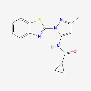 molecular formula C15H14N4OS B2886950 N-(1-(benzo[d]thiazol-2-yl)-3-methyl-1H-pyrazol-5-yl)cyclopropanecarboxamide CAS No. 956240-45-2