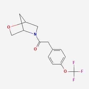 molecular formula C14H14F3NO3 B2886958 1-(2-Oxa-5-azabicyclo[2.2.1]heptan-5-yl)-2-(4-(trifluoromethoxy)phenyl)ethanone CAS No. 2034557-55-4