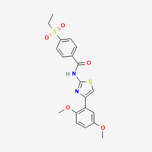 molecular formula C20H20N2O5S2 B2886974 N-(4-(2,5-dimethoxyphenyl)thiazol-2-yl)-4-(ethylsulfonyl)benzamide CAS No. 898446-83-8