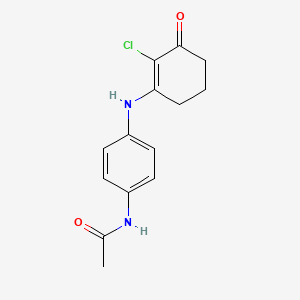 molecular formula C14H15ClN2O2 B2886976 N-(4-((2-Chloro-3-oxocyclohex-1-enyl)amino)phenyl)ethanamide CAS No. 1022891-73-1