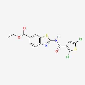 molecular formula C15H10Cl2N2O3S2 B2886978 ethyl 2-(2,5-dichlorothiophene-3-amido)-1,3-benzothiazole-6-carboxylate CAS No. 888409-58-3