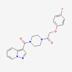 molecular formula C20H19FN4O3 B2886985 2-(4-Fluorophenoxy)-1-(4-(pyrazolo[1,5-a]pyridine-3-carbonyl)piperazin-1-yl)ethanone CAS No. 1396851-38-9