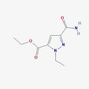 molecular formula C9H13N3O3 B2887006 ethyl 3-carbamoyl-1-ethyl-1H-pyrazole-5-carboxylate CAS No. 1946813-36-0