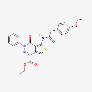 molecular formula C25H23N3O5S B2887026 ethyl 5-[2-(4-ethoxyphenyl)acetamido]-4-oxo-3-phenyl-3H,4H-thieno[3,4-d]pyridazine-1-carboxylate CAS No. 851947-57-4