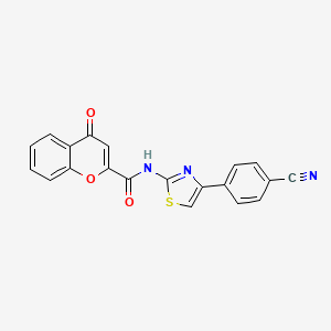 molecular formula C20H11N3O3S B2887040 N-(4-(4-cyanophenyl)thiazol-2-yl)-4-oxo-4H-chromene-2-carboxamide CAS No. 361166-37-2
