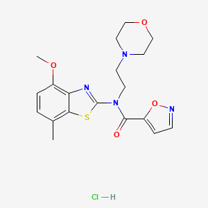 molecular formula C19H23ClN4O4S B2887084 N-(4-METHOXY-7-METHYL-1,3-BENZOTHIAZOL-2-YL)-N-[2-(MORPHOLIN-4-YL)ETHYL]-1,2-OXAZOLE-5-CARBOXAMIDE HYDROCHLORIDE CAS No. 1215725-10-2