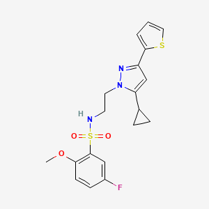 B2887093 N-(2-(5-cyclopropyl-3-(thiophen-2-yl)-1H-pyrazol-1-yl)ethyl)-5-fluoro-2-methoxybenzenesulfonamide CAS No. 1797624-60-2