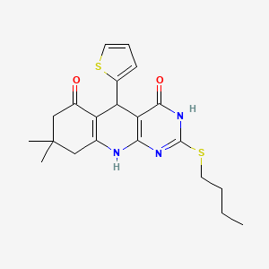 2-(butylsulfanyl)-8,8-dimethyl-5-(thiophen-2-yl)-5,8,9,10-tetrahydropyrimido[4,5-b]quinoline-4,6(3H,7H)-dione
