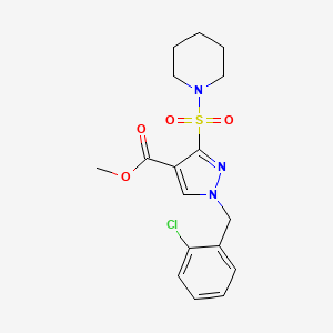 molecular formula C17H20ClN3O4S B2887099 methyl 1-(2-chlorobenzyl)-3-(piperidin-1-ylsulfonyl)-1H-pyrazole-4-carboxylate CAS No. 1251622-69-1