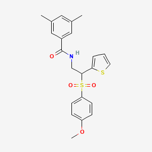 molecular formula C22H23NO4S2 B2887100 N-[2-(4-methoxybenzenesulfonyl)-2-(thiophen-2-yl)ethyl]-3,5-dimethylbenzamide CAS No. 946285-30-9