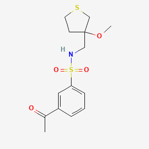 3-acetyl-N-((3-methoxytetrahydrothiophen-3-yl)methyl)benzenesulfonamide