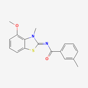 molecular formula C17H16N2O2S B2887129 N-[(2E)-4-methoxy-3-methyl-2,3-dihydro-1,3-benzothiazol-2-ylidene]-3-methylbenzamide CAS No. 441291-17-4